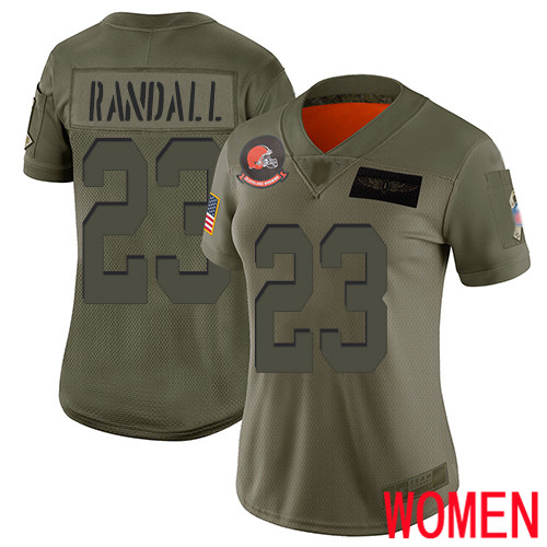 Cleveland Browns Damarious Randall Women Olive Limited Jersey #23 NFL Football 2019 Salute To Service